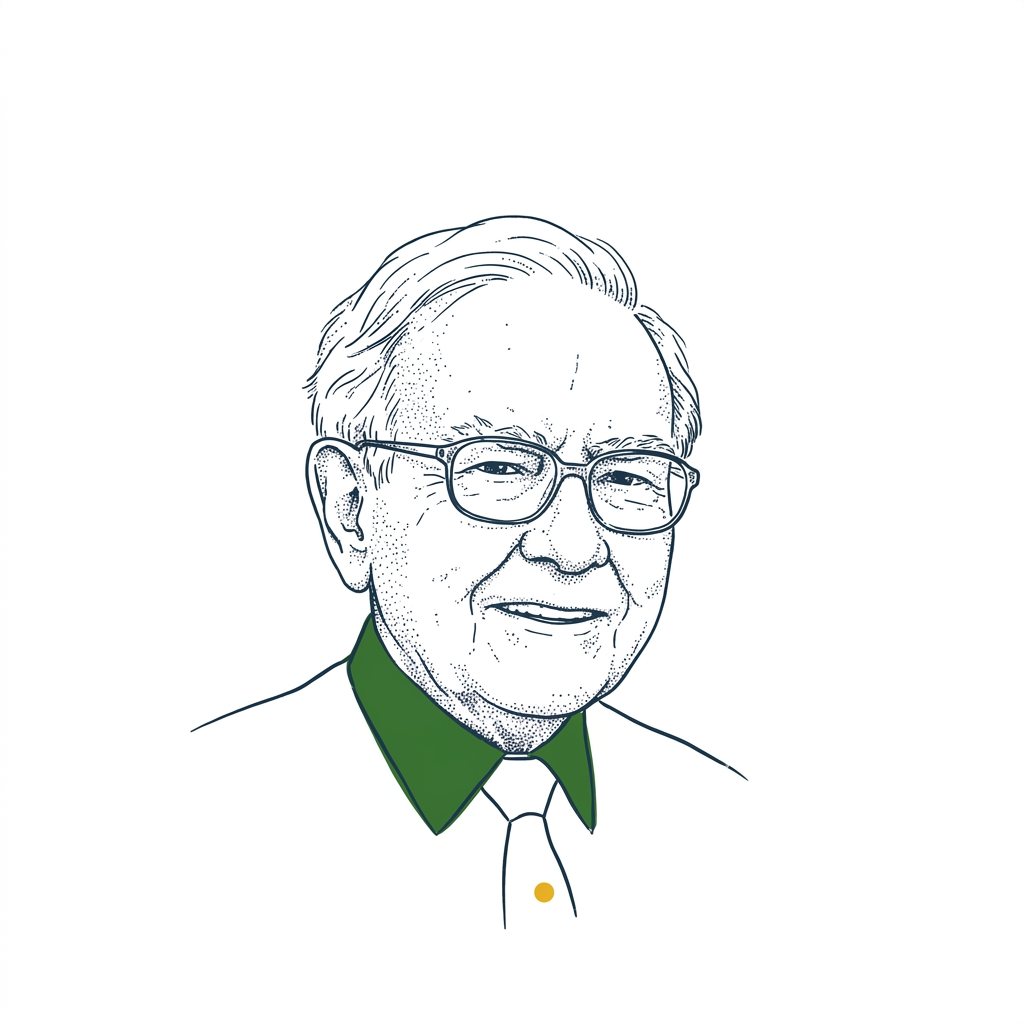 Sketch portrait of Warren Buffett