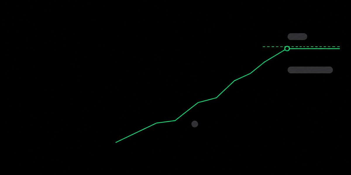 A thin green line rises from left to right and then flattens into a horizontal ceiling, with muted gray shapes on a black background — illustrating "Covered Calls on SCHD: What the Extra Yield Actually Costs"
