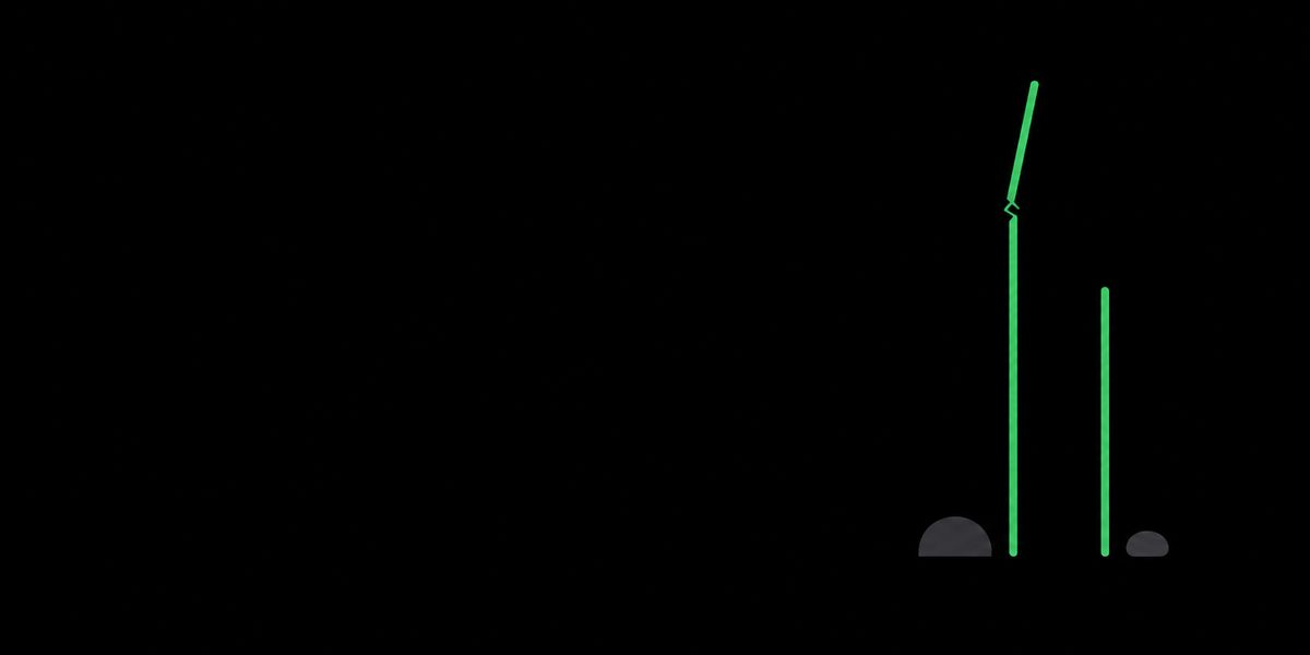 Minimal illustration of a tall green bar cracked near the top beside a shorter intact bar on a black background, representing a high dividend yield about to break — illustrating "Is a 7% Dividend Yield Safe? How to Spot a Yield Trap in 5 Minutes"