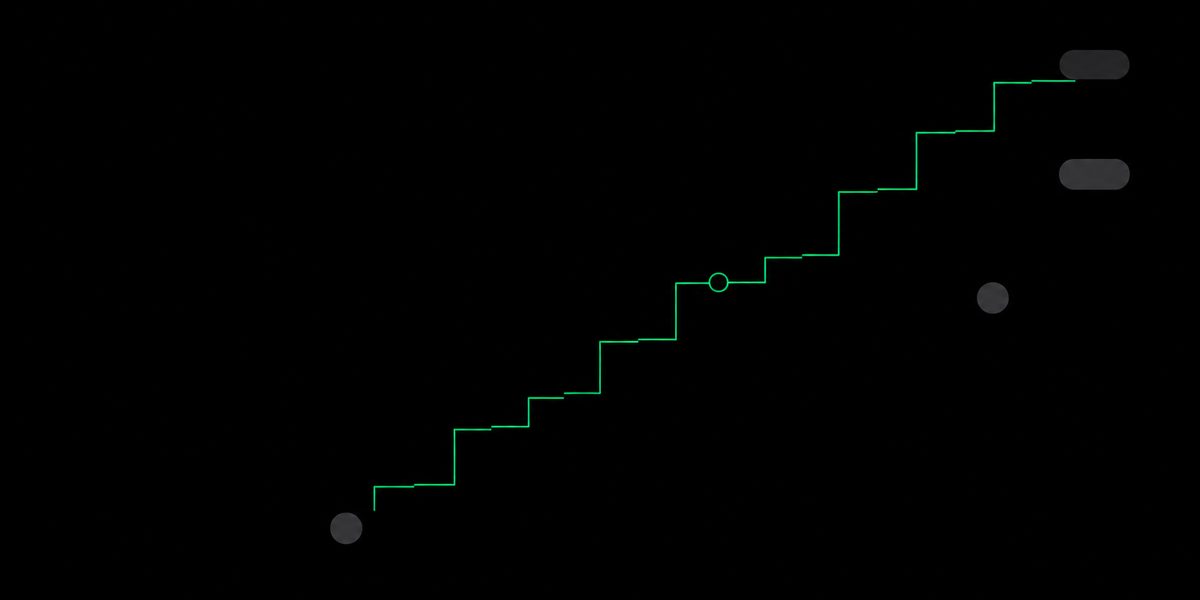 A thin green stepped line descends gradually across a black background, representing a retirement balance drawn down year by year. — illustrating "Can You Retire at 55 With $500k? The Honest Math"